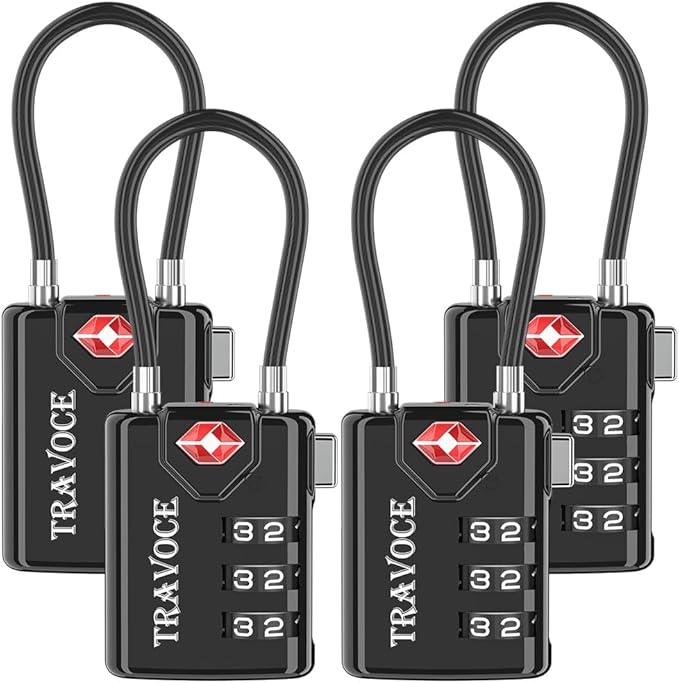 TSA Approved Travel Combination Luggage Cable Locks