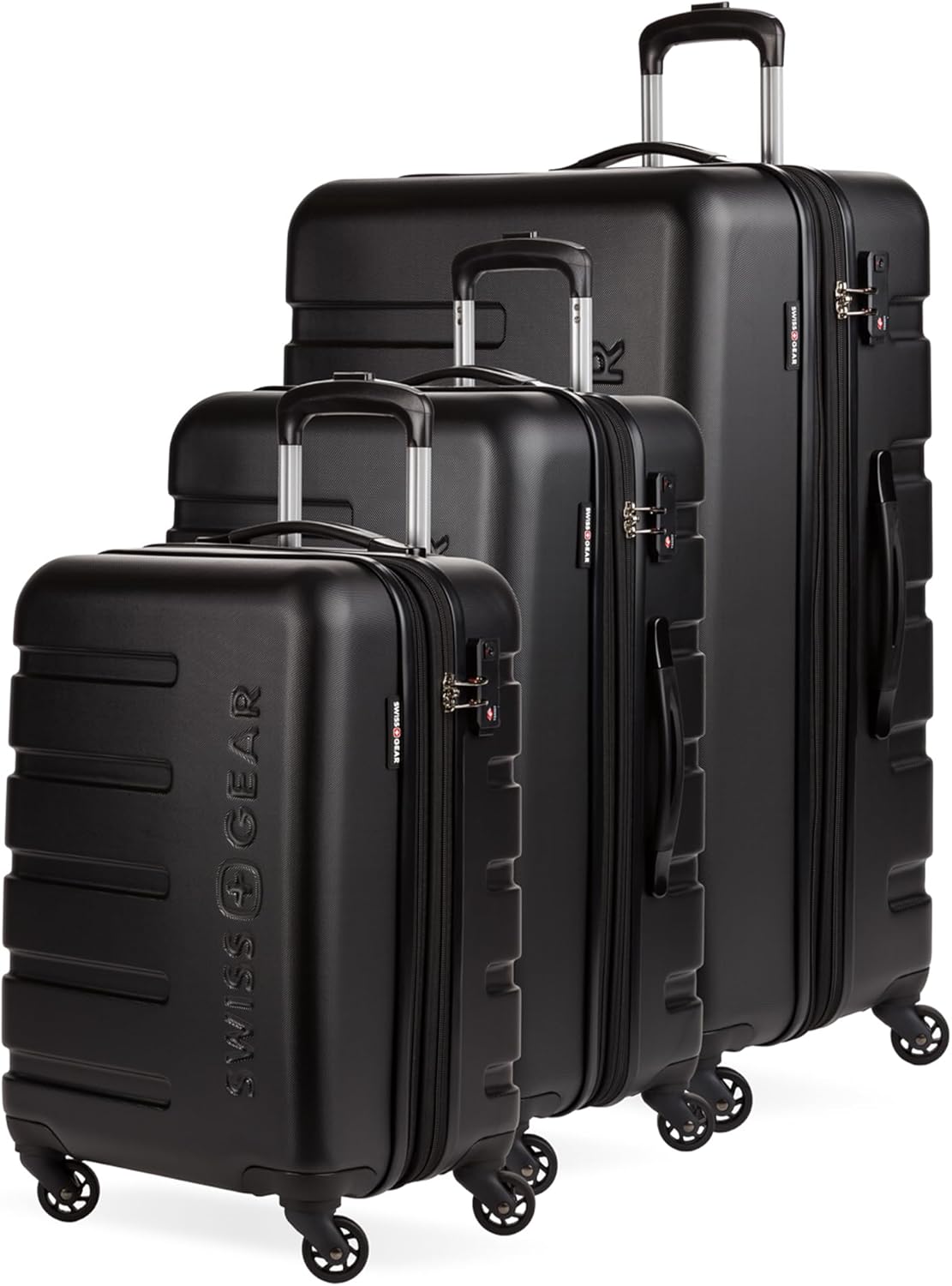 Hardside Expandable Luggage with Spinner Wheels, Black, 3-Piece Set